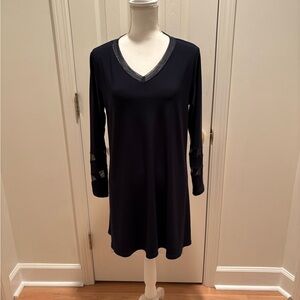 Sympli Black Long Sleeve V-Neck Dress